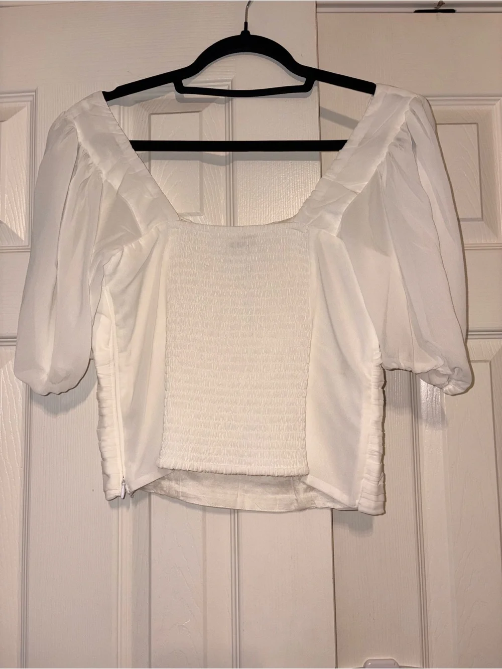 Abercrombie & fitch Women's Ivory Puff Sleeve Top